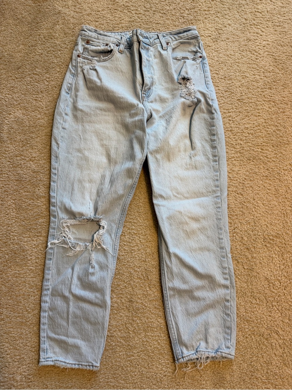 A&F Light Blue Women's Distressed Jeans